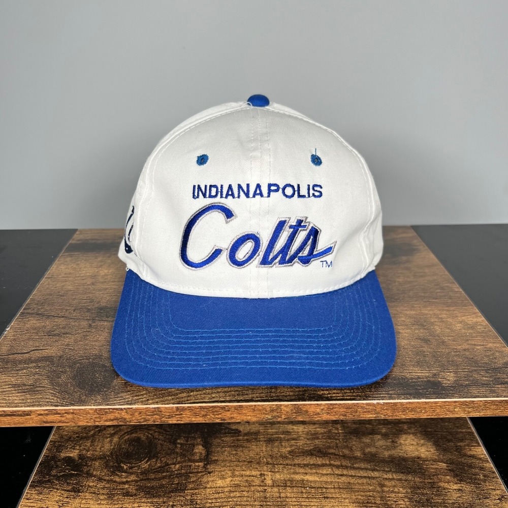 VTG Sports Specialties Hat Cap Snapback Script Plain Logo Indianapolis Colts NFL